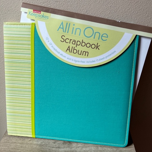 New Old Stock Creating Keepsakes 12x12 Teal Green Stripe Scrapbook Album 15 Pg - Picture 11 of 14